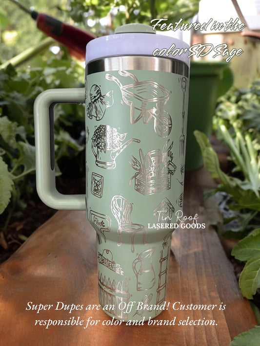 Gardening Wrap Engraved Travel Tumbler - Gift - Garden - Roses - Vegetables - Fruits - Gardener - Growing